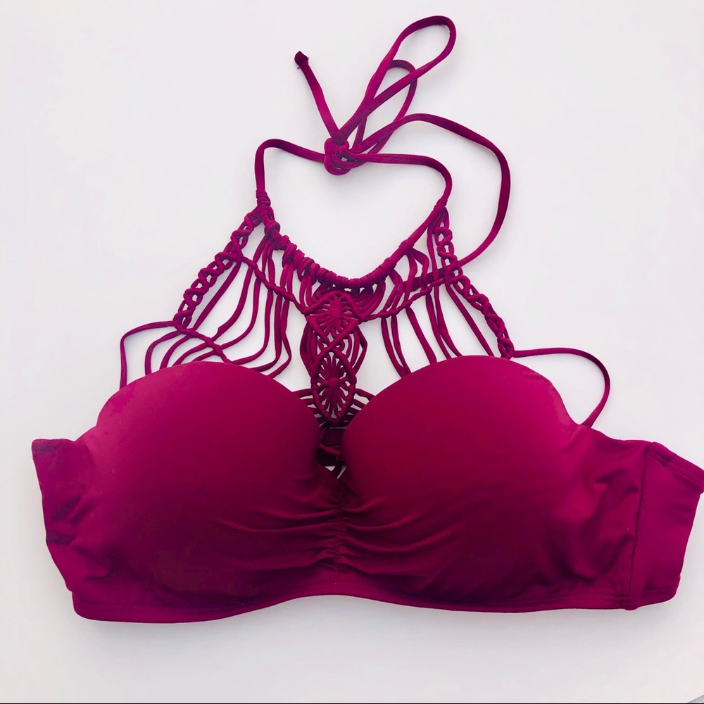 Ambrielle Burgundy Red Swimwear Top